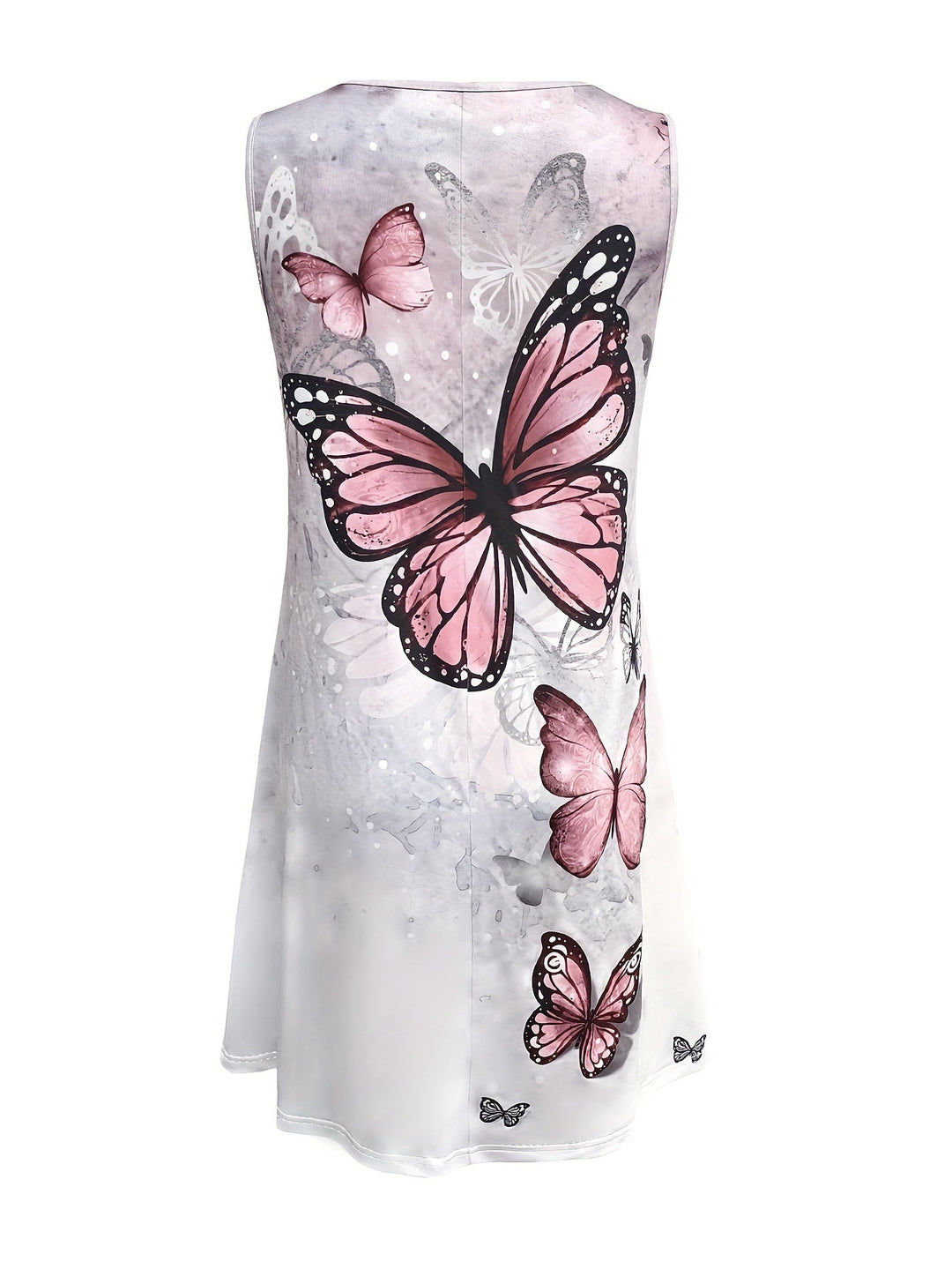 Robe gilet estivale à imprimé papillon avec col rond