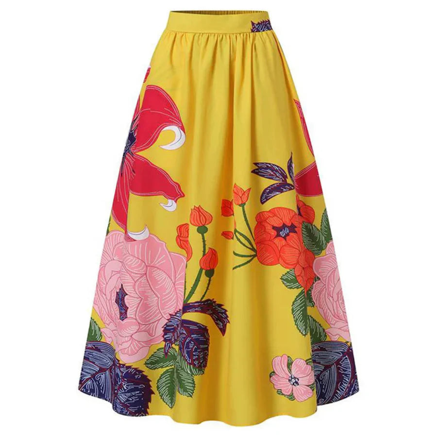 Damen Rock Hohe Taille mit Blumenmuster | Elegant