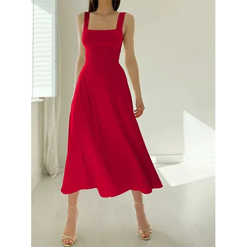 Elegantes ärmelloses Hochzeitsgastkleid für Damen | Midi