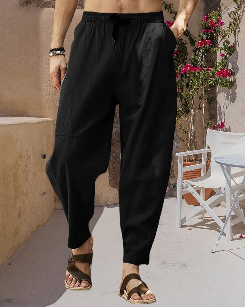 Elmo | Breathable and casual fabric pants with elastic waistband for men