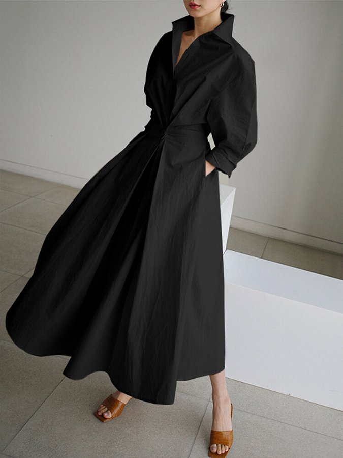 Riley - Robe longue à manches longues et boutons