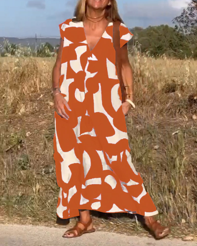 Clémence - Robe avec imprimé et col V