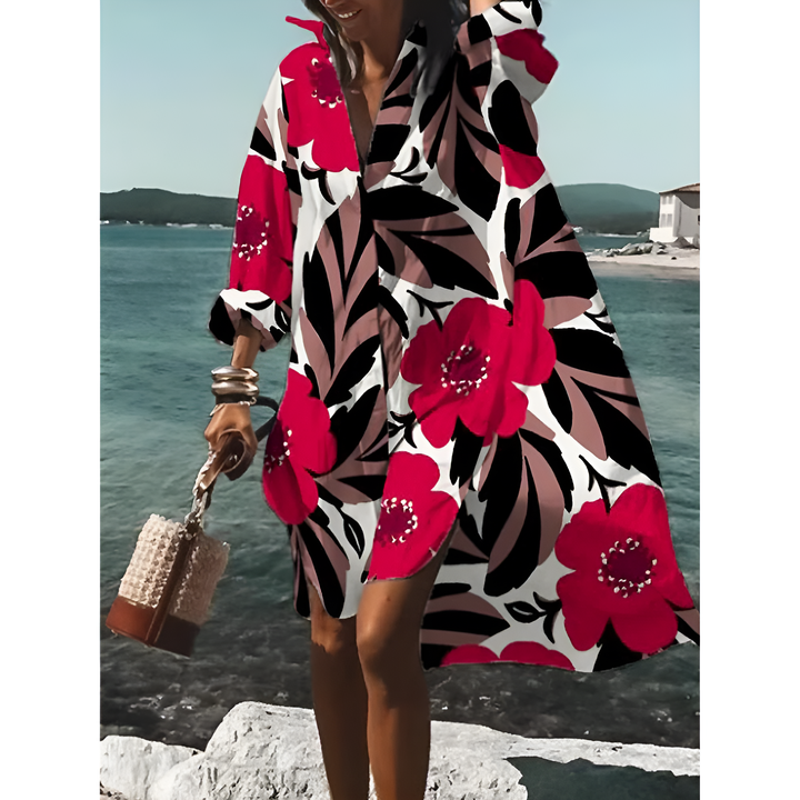 Robe Chemise Graphique Surdimensionnée Pour Femmes | Midi