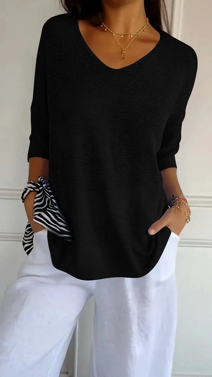Elisa | Confortable Dames-Stricktop con scollo a V