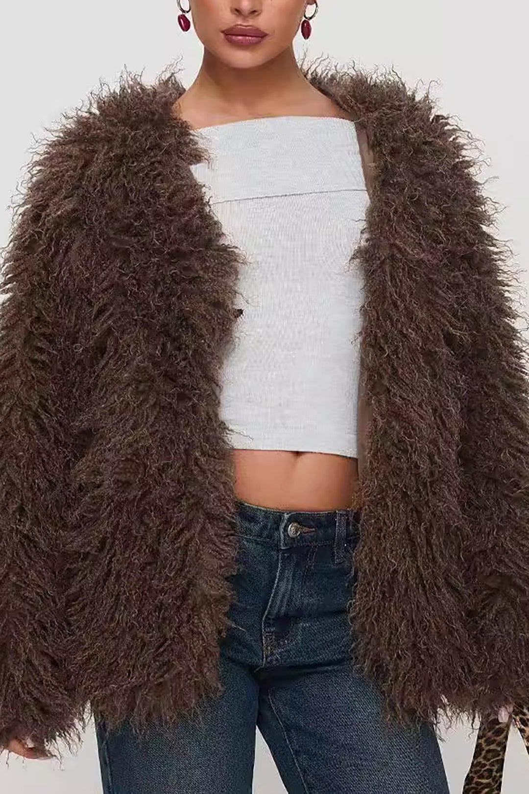 Blazer Décontracté en Fourrure Synthétique – Veste Extérieure Élégante en Polyester