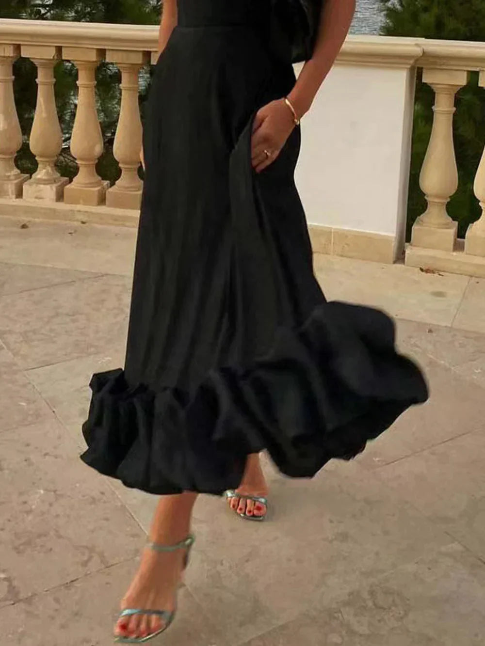 Midikleid mit Volant und Bustier