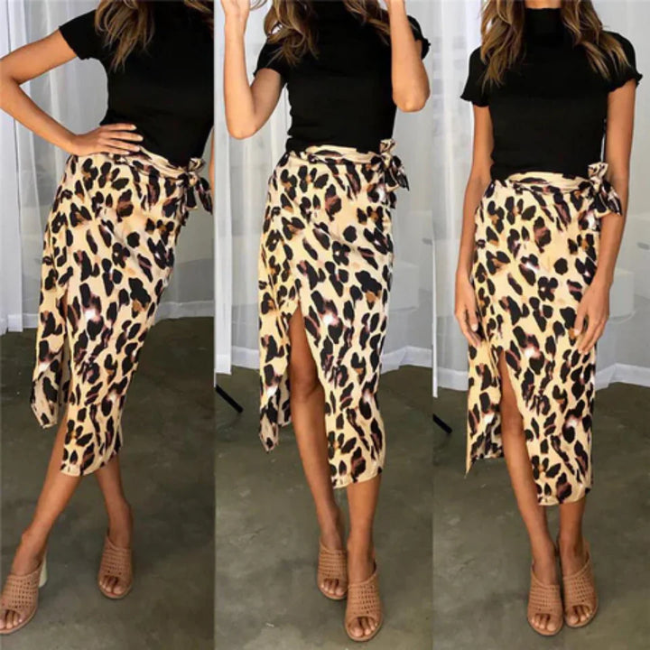 Damen Wickelrock Leopard | Offen
