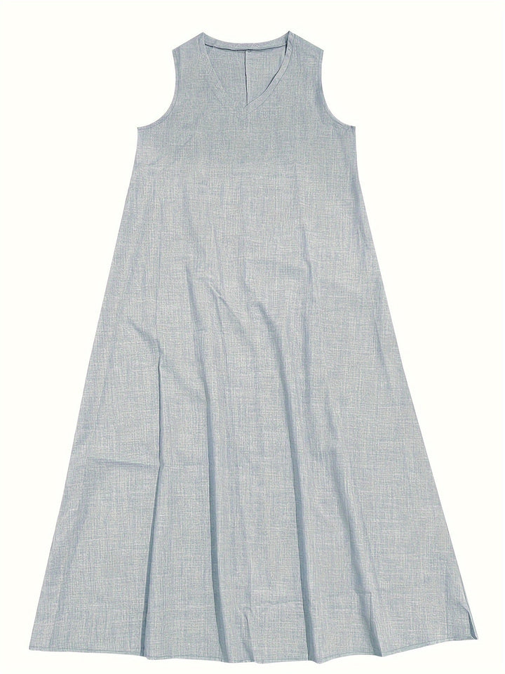 Robe maxi unie avec col en V - Style décontracté