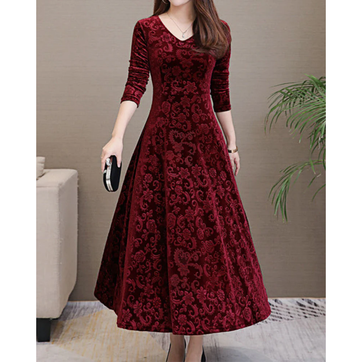 Abito da cocktail elegante a maniche lunghe con linea | Maxi
