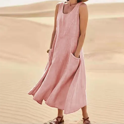 Sommerkleid A-Linie Ärmellos für Damen | Midi