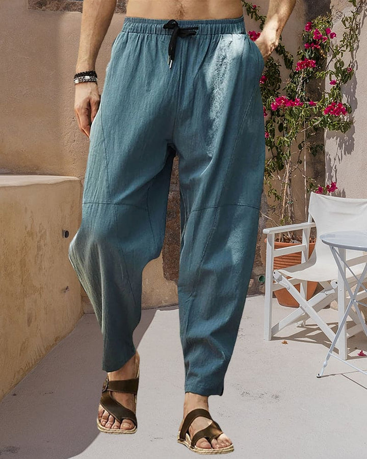 Elmo | Breathable and casual fabric pants with elastic waistband for men