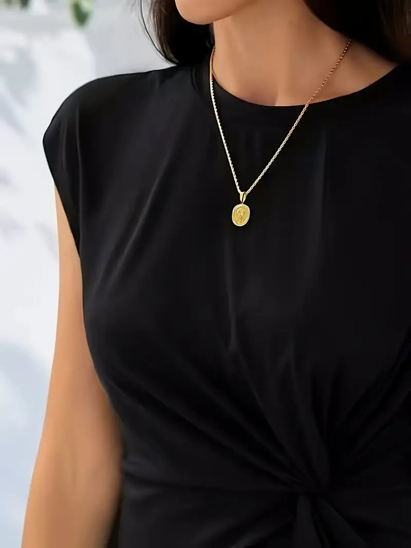 Robe Midi Cintrée Femme – Manches Courtes – Détail Froncé à la Taille – Style Chic et Confortable