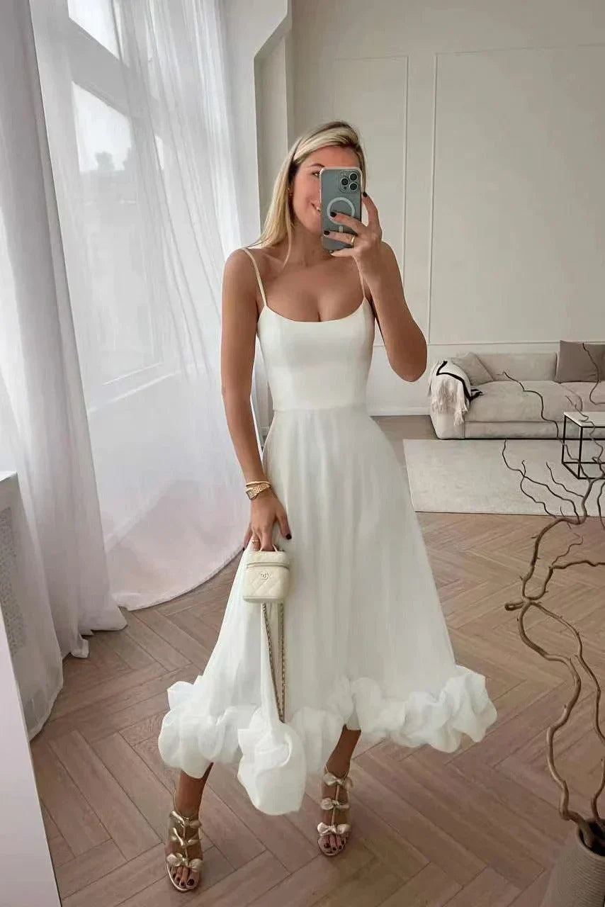 Midikleid mit Volant und Bustier