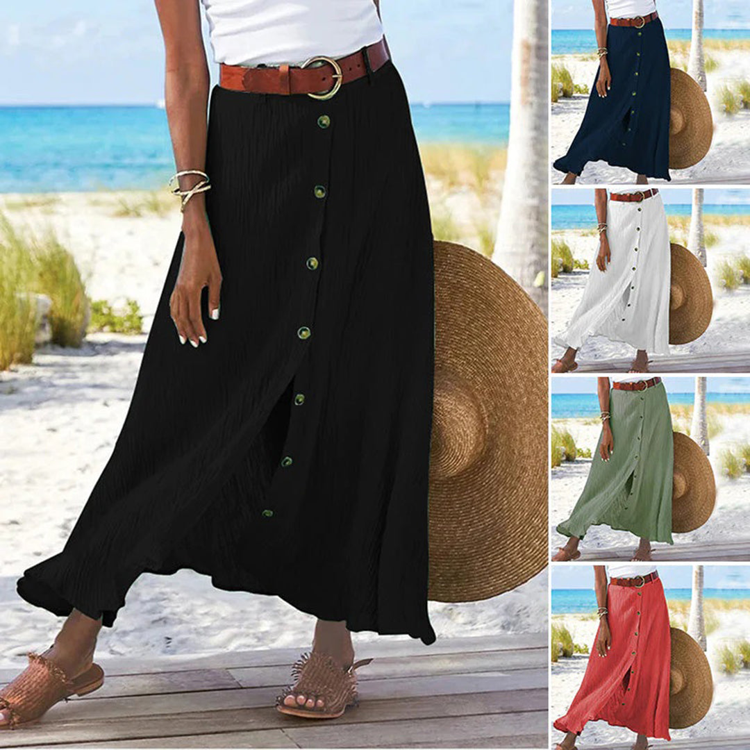 Gonna Lunga Donna con Bottoni – Stile Bohemien Casual per Estate & Vacanze