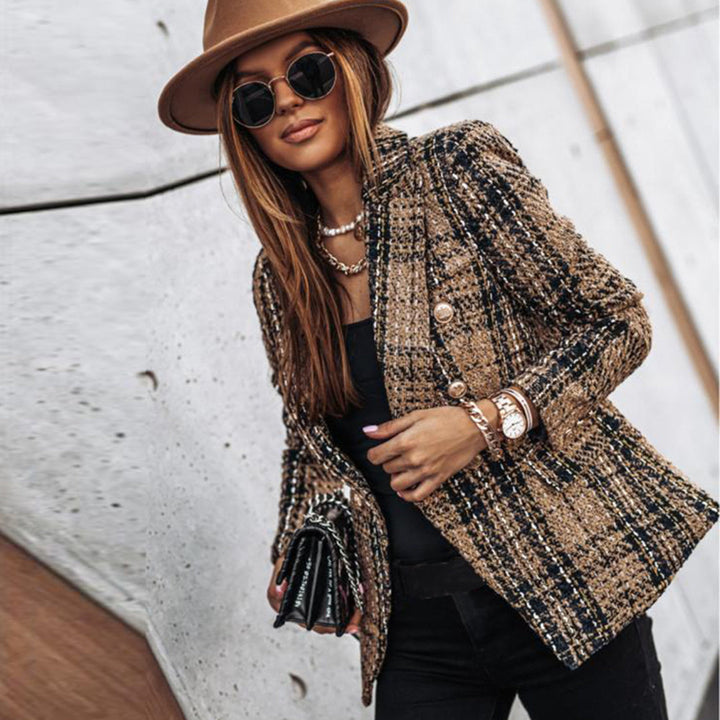 Veste élégante en tweed avec boutons pour femme - Laure