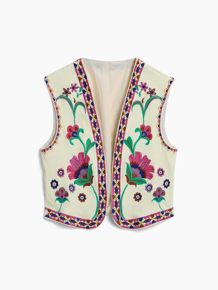 Veste ornée de broderies florales