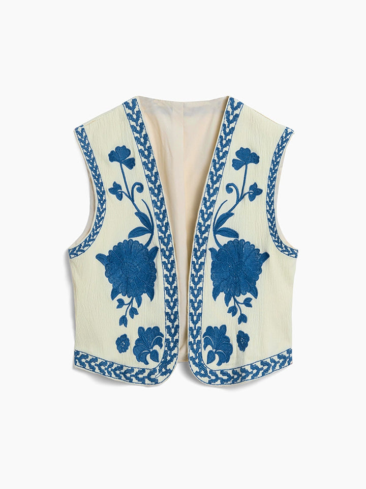 Veste ornée de broderies florales