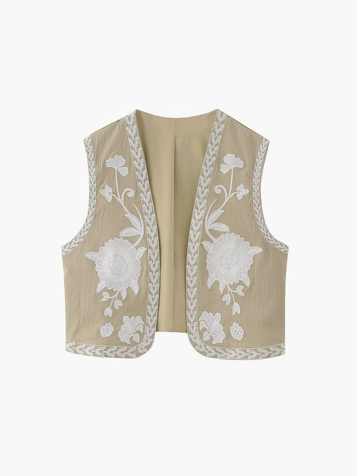 Veste ornée de broderies florales