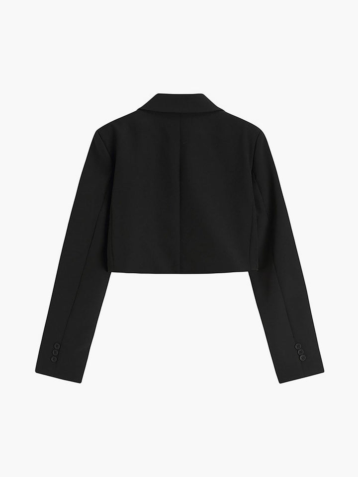 Blazer Court Oversized en Polyester et Elasthanne – Élégance Décontractée