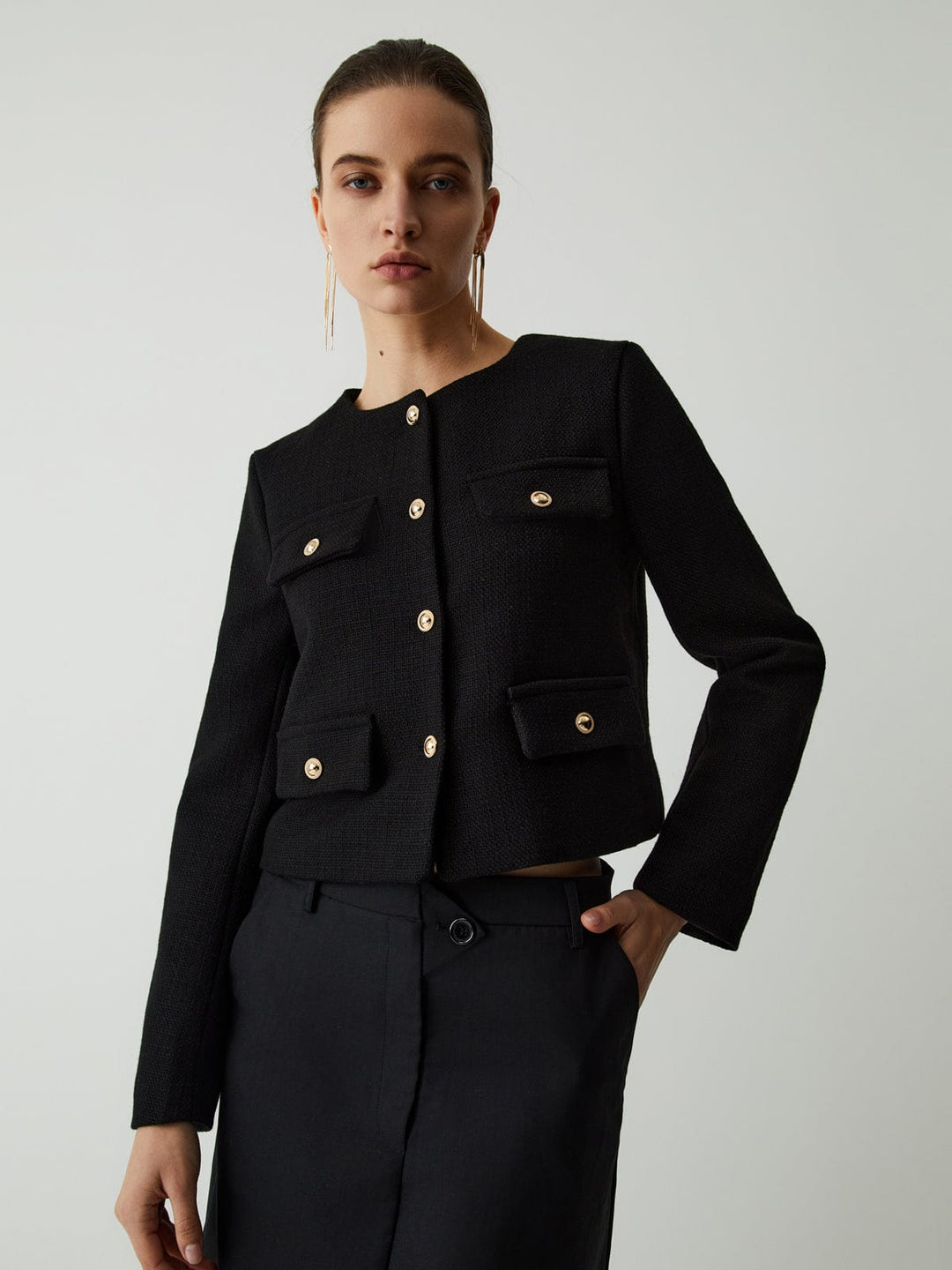 Blazer en tweed à boutons