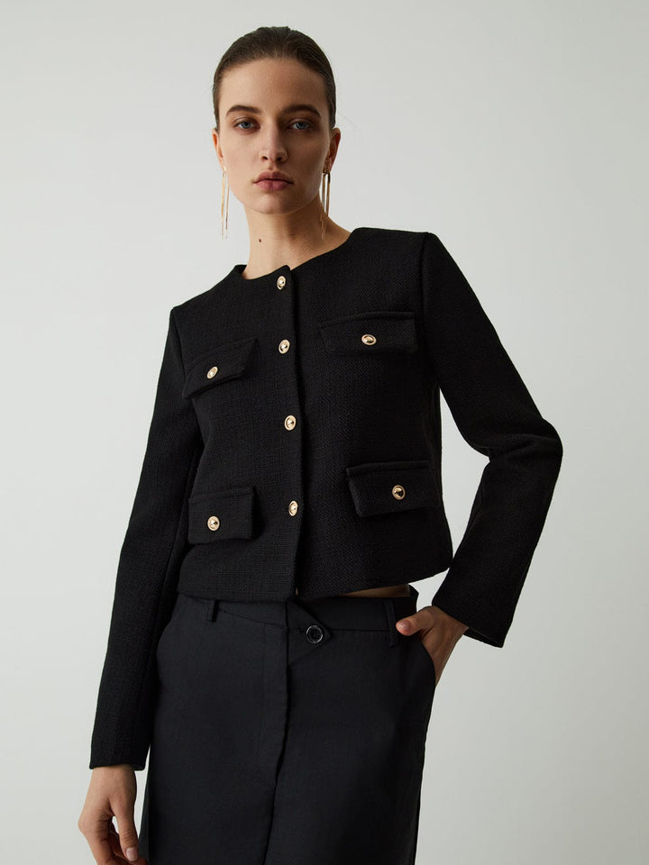 Blazer en tweed à boutons
