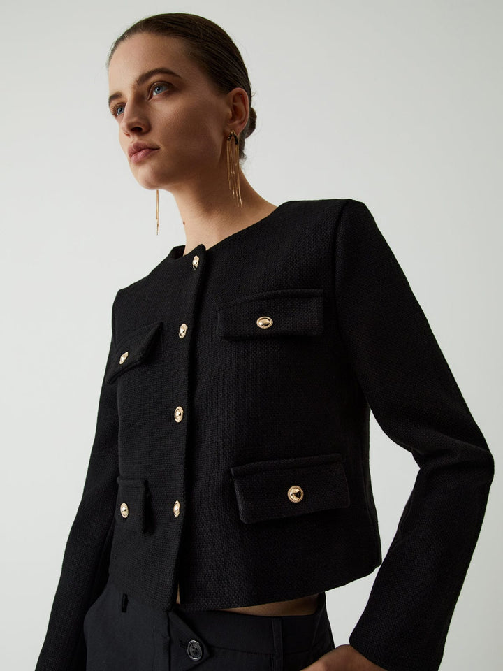 Blazer en tweed à boutons