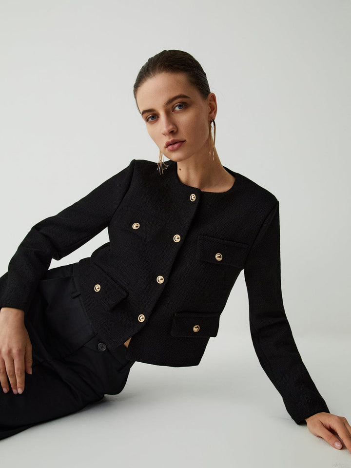 Blazer en tweed à boutons