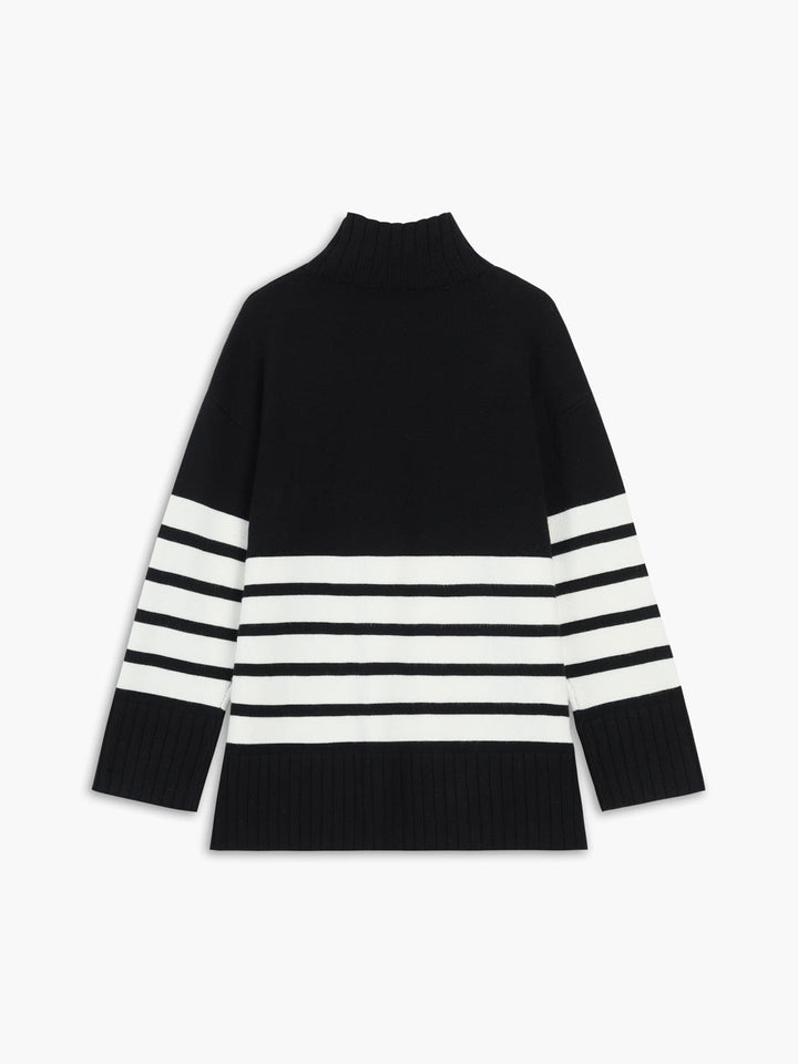 Geneviève - Pull à motifs rayés avec col montant