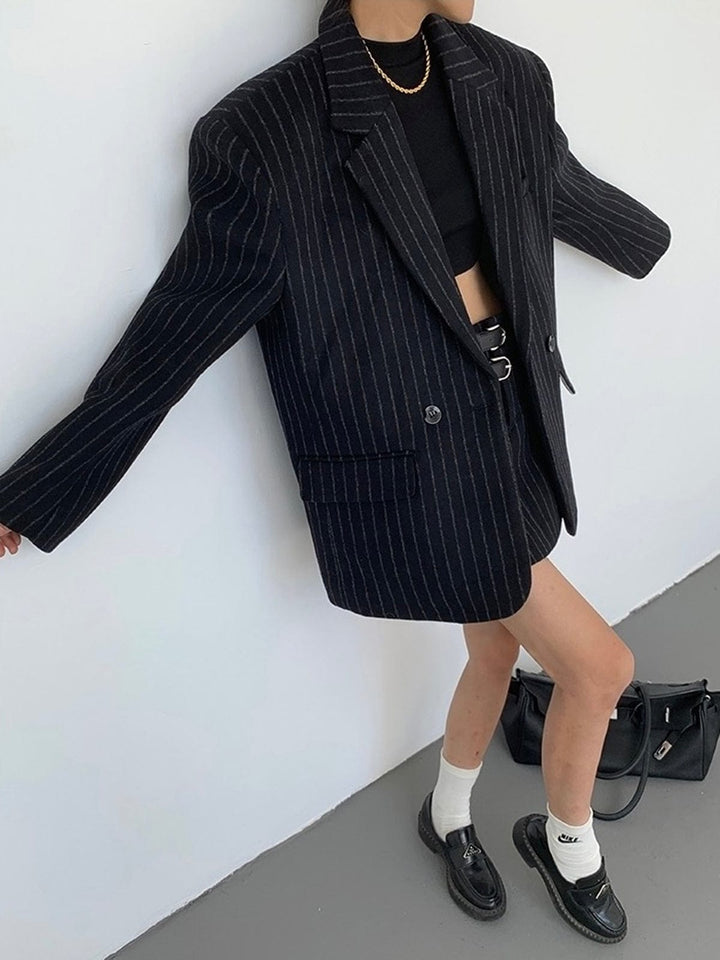 Blazer oversized à fines rayures