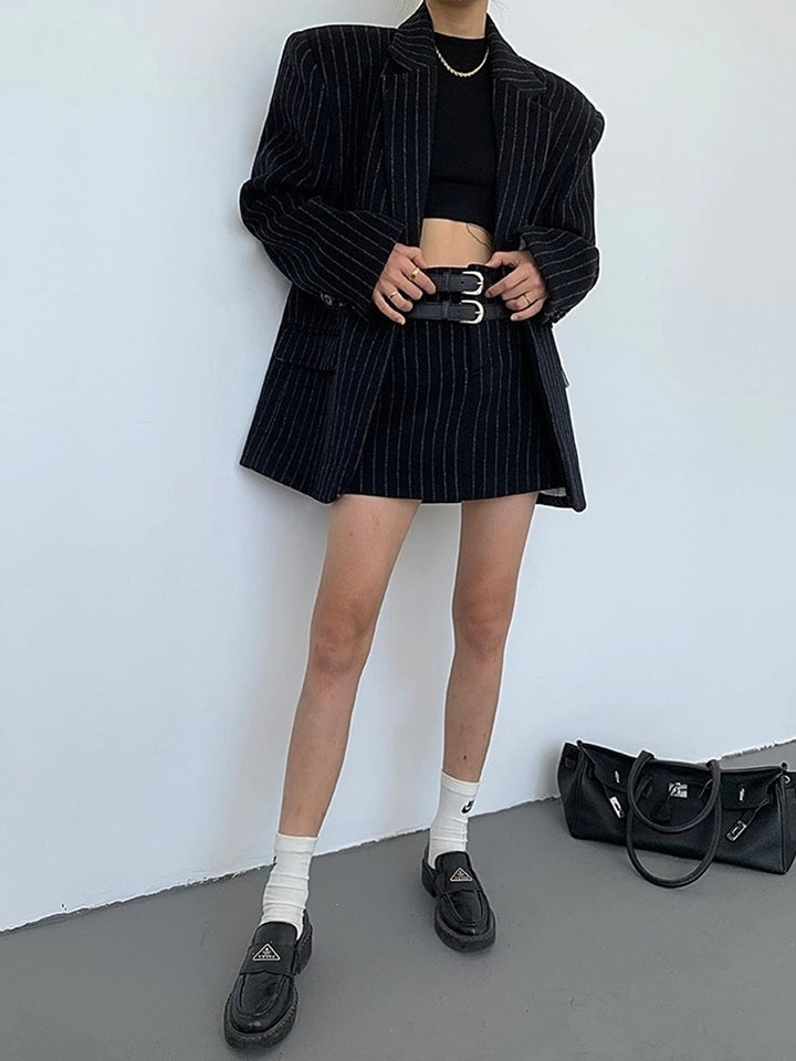 Blazer oversized à fines rayures