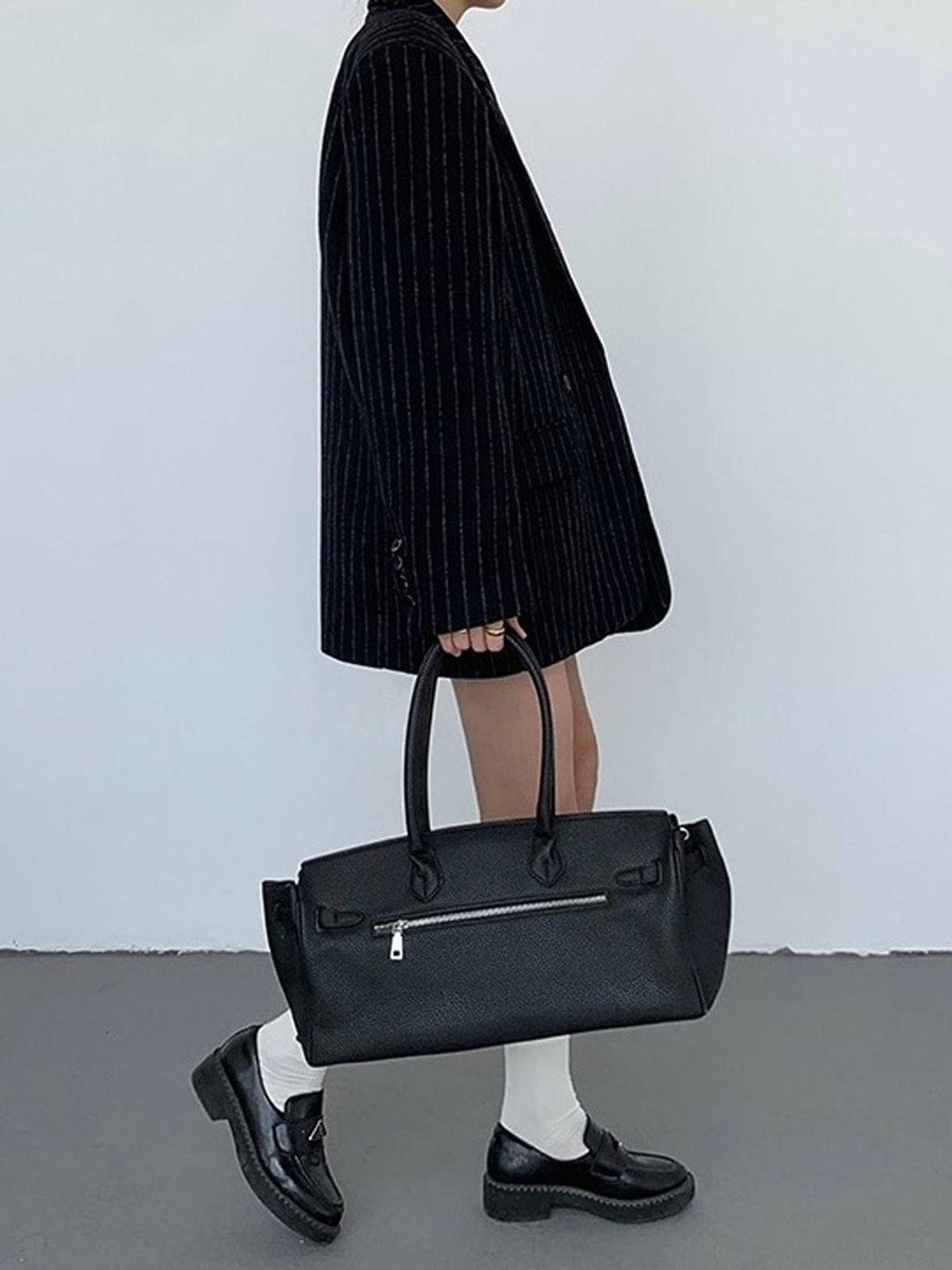 Blazer oversized à fines rayures
