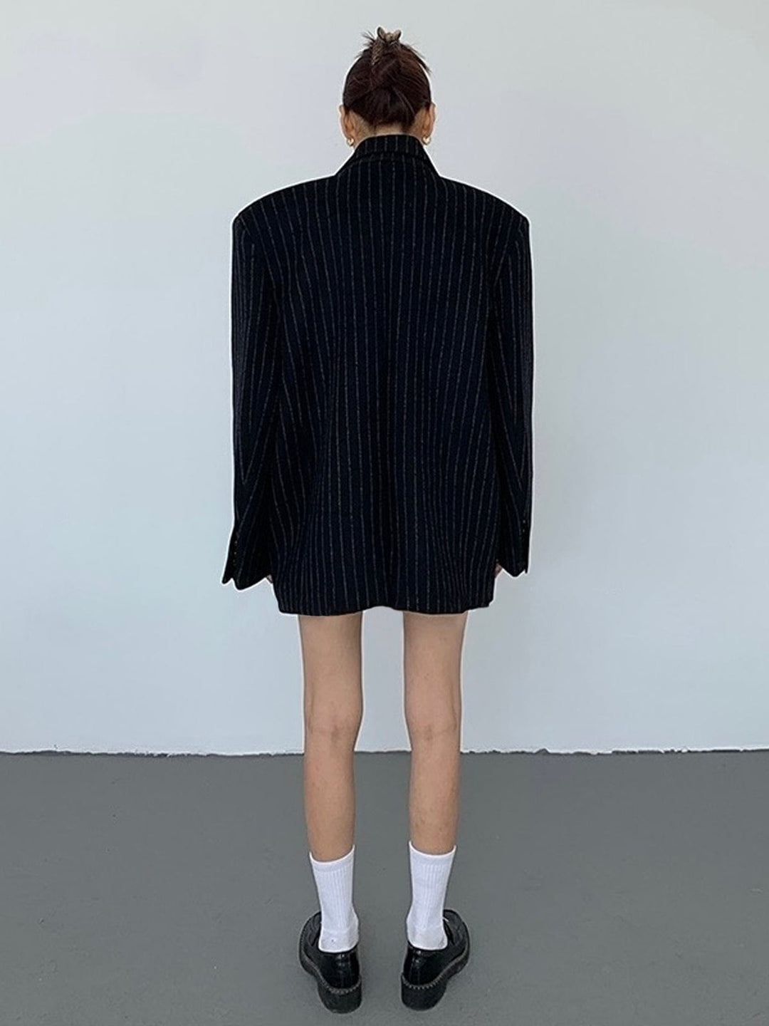 Blazer oversized à fines rayures