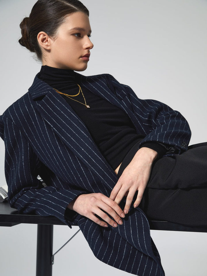 Blazer oversized à fines rayures