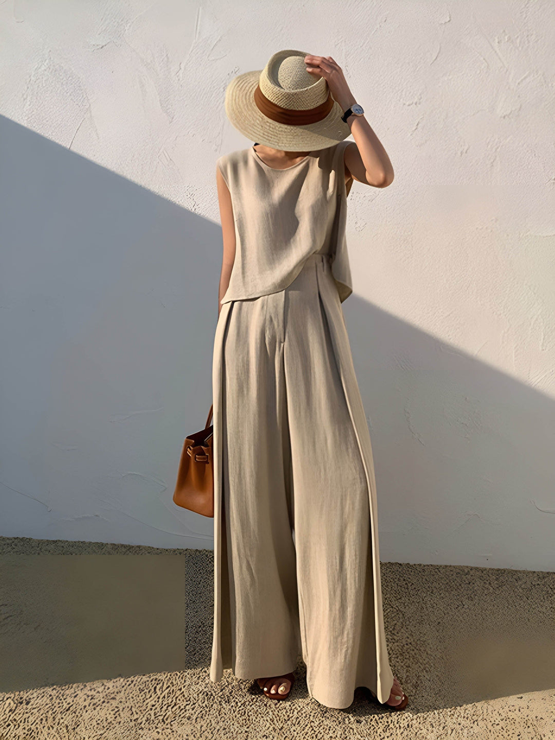 Pantalon Décontracté en Lin et Viscose – Confort et Légèreté