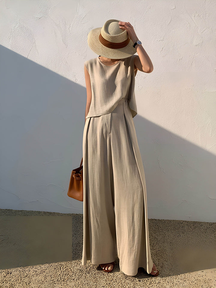 Pantalon Décontracté en Lin et Viscose – Confort et Légèreté