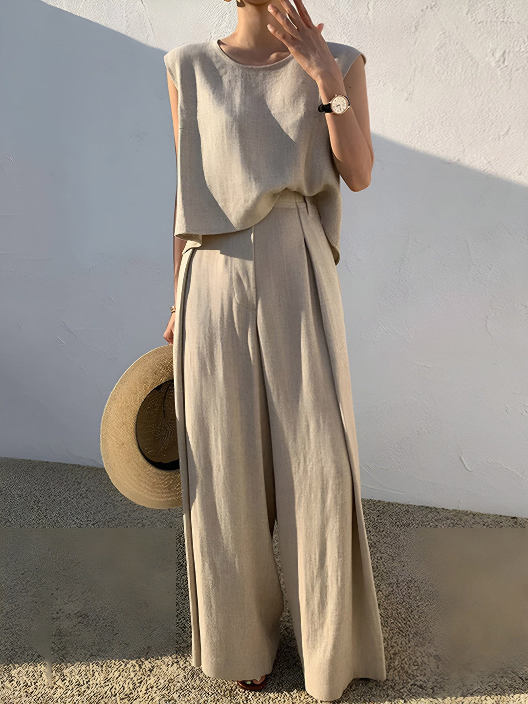 Pantalon Décontracté en Lin et Viscose – Confort et Légèreté