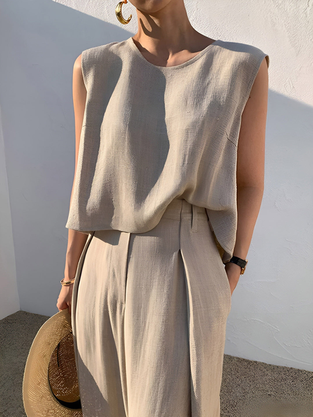 Pantalon Décontracté en Lin et Viscose – Confort et Légèreté