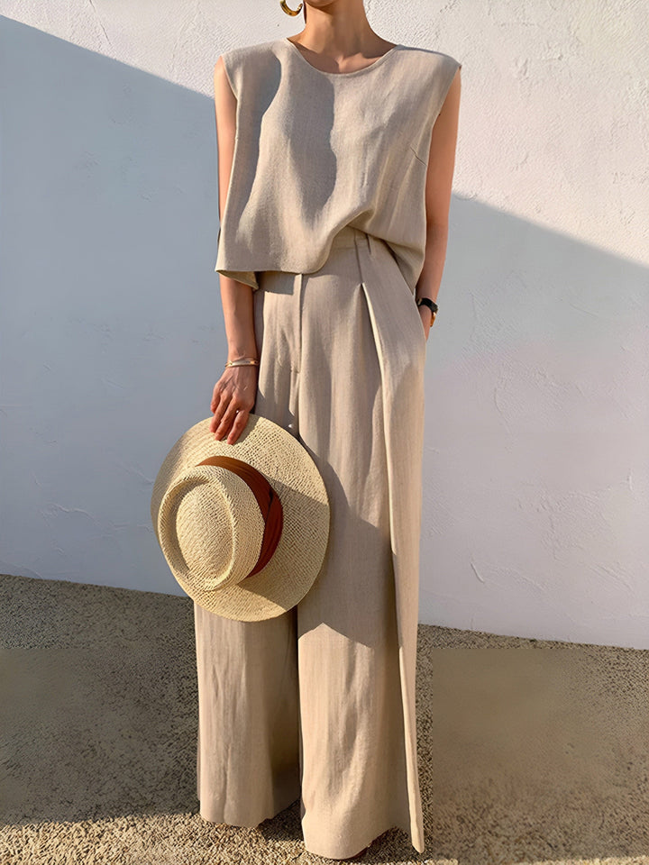 Pantalon Décontracté en Lin et Viscose – Confort et Légèreté