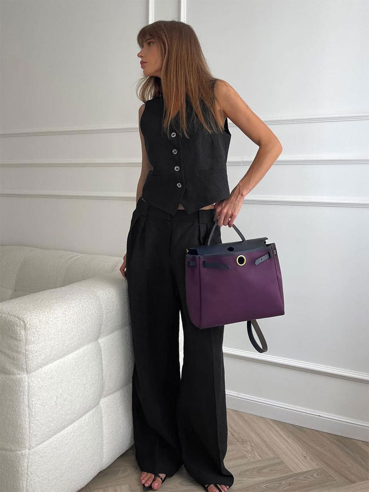 Ensemble de gilet et pantalon en lin