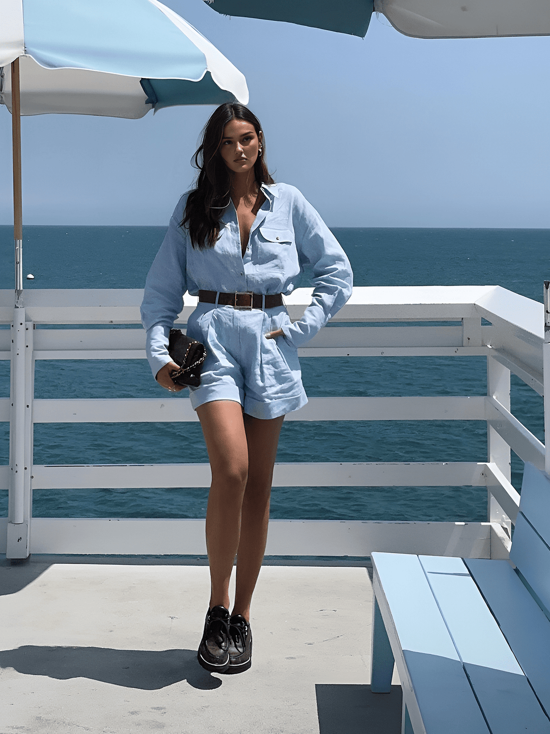 Combi-short ample en coton et lin – Élégance estivale