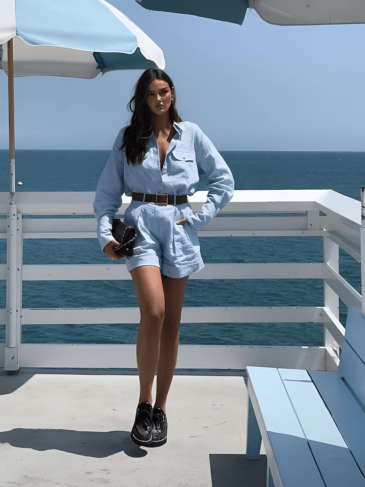 Combi-short ample en coton et lin – Élégance estivale