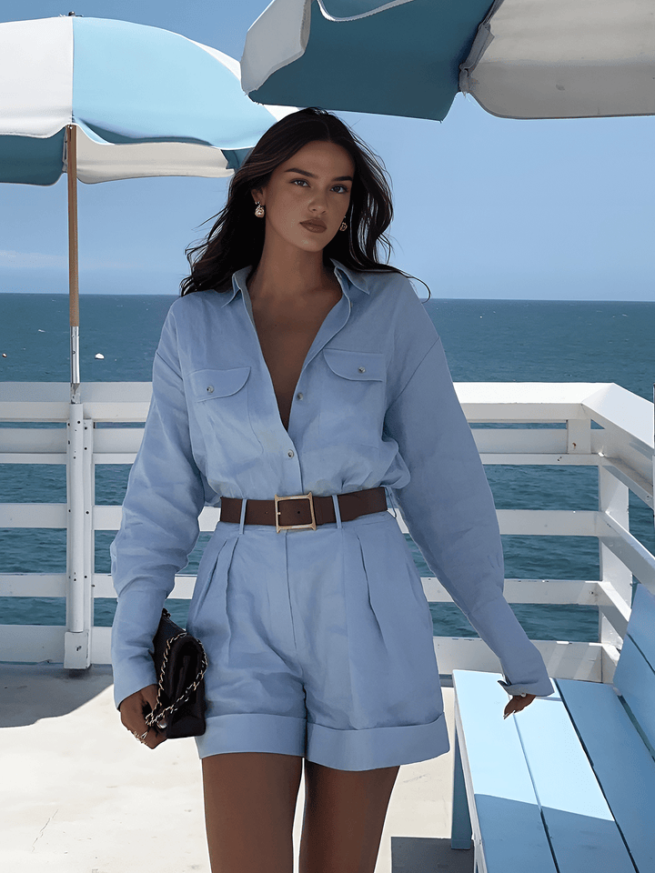 Combi-short ample en coton et lin – Élégance estivale