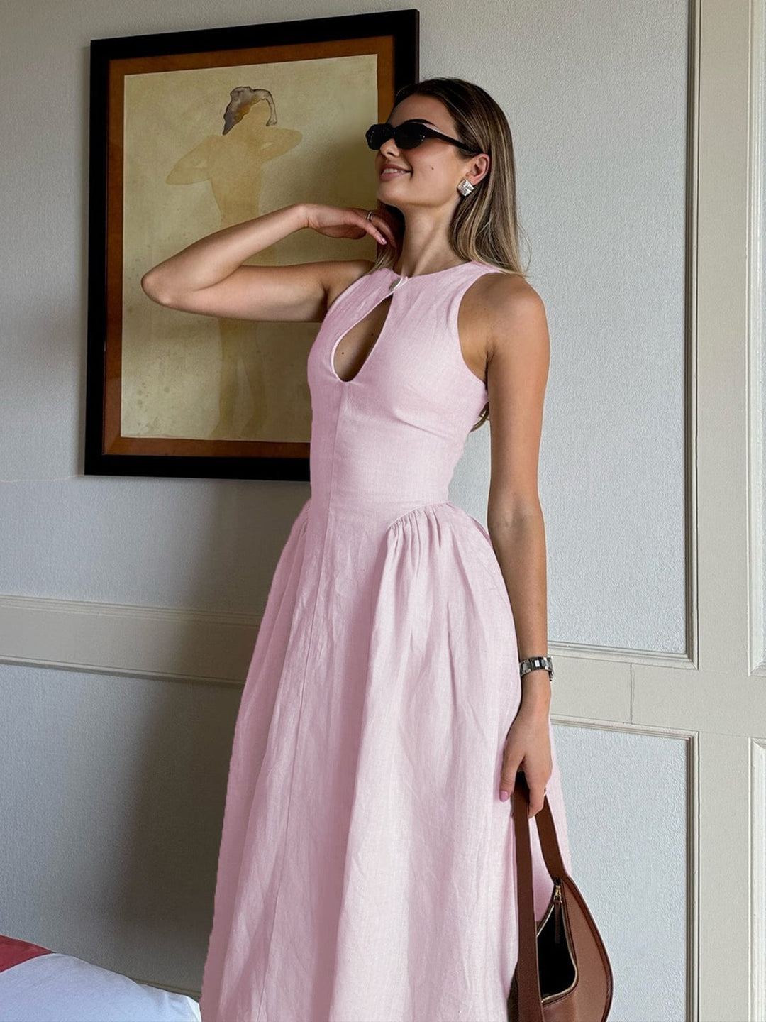 Robe longue avec décolleté en V