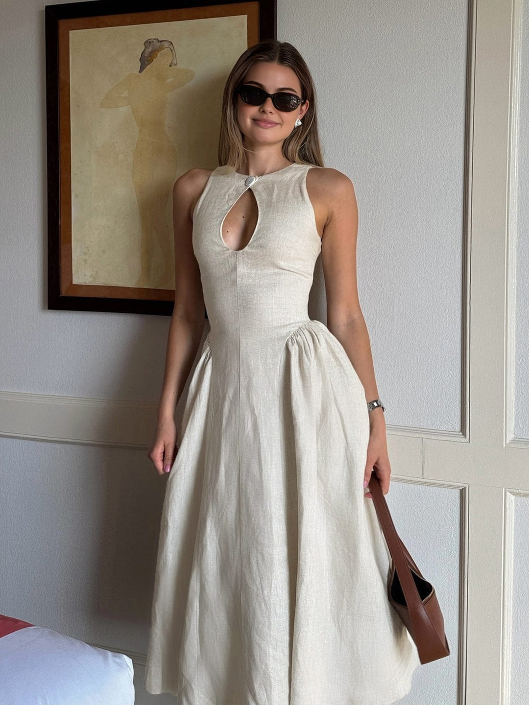 Robe longue avec décolleté en V