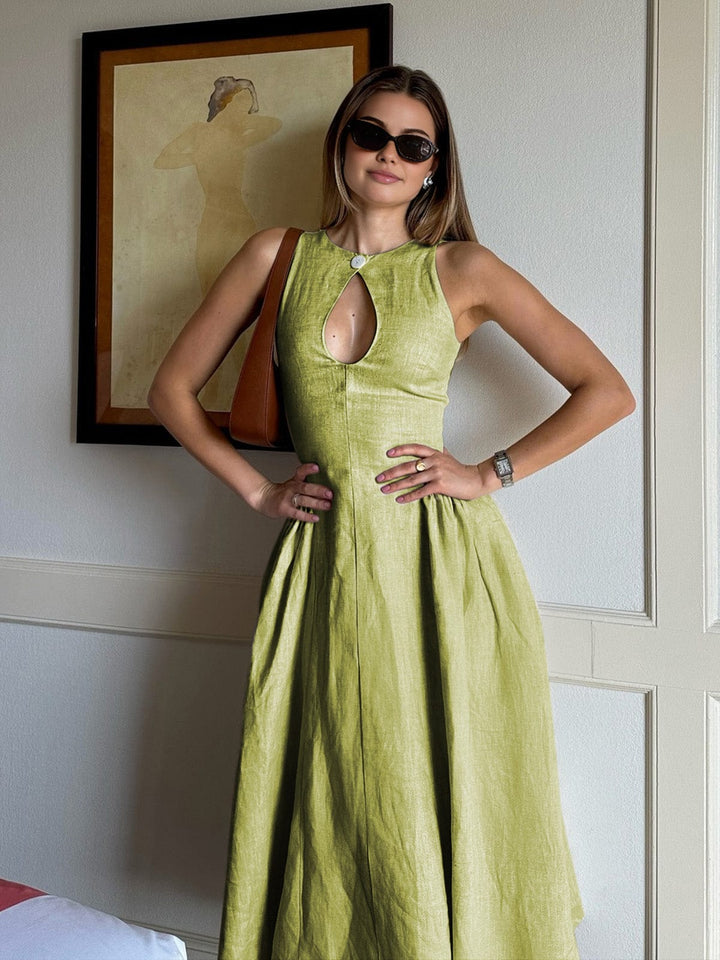 Robe longue avec décolleté en V