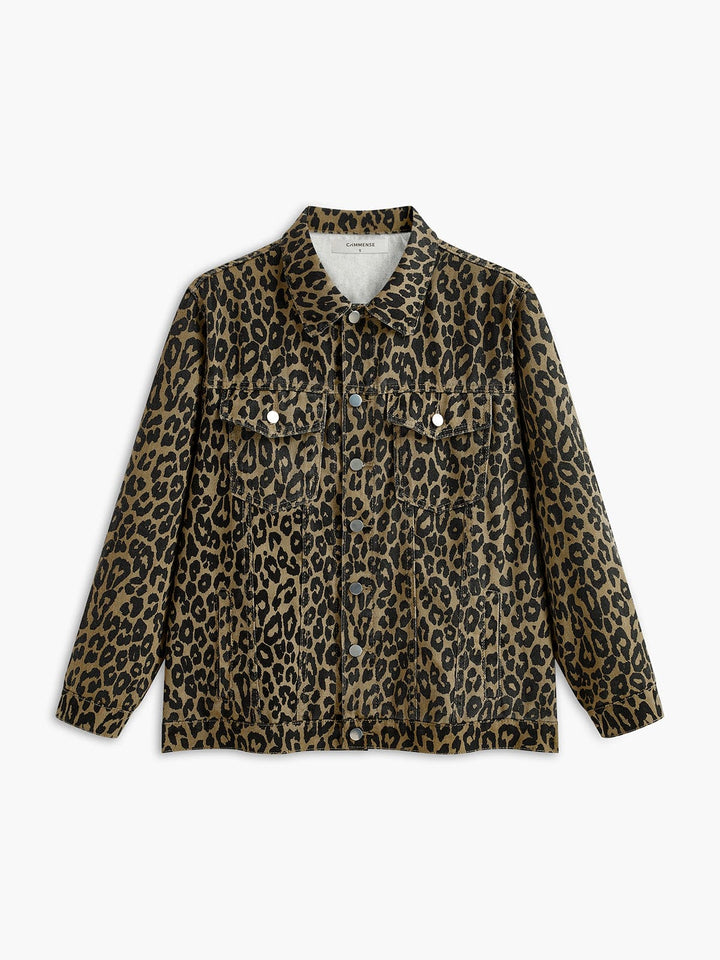 Blazer Imprimé Léopard à Boutons – Élégance et Confort au Quotidien