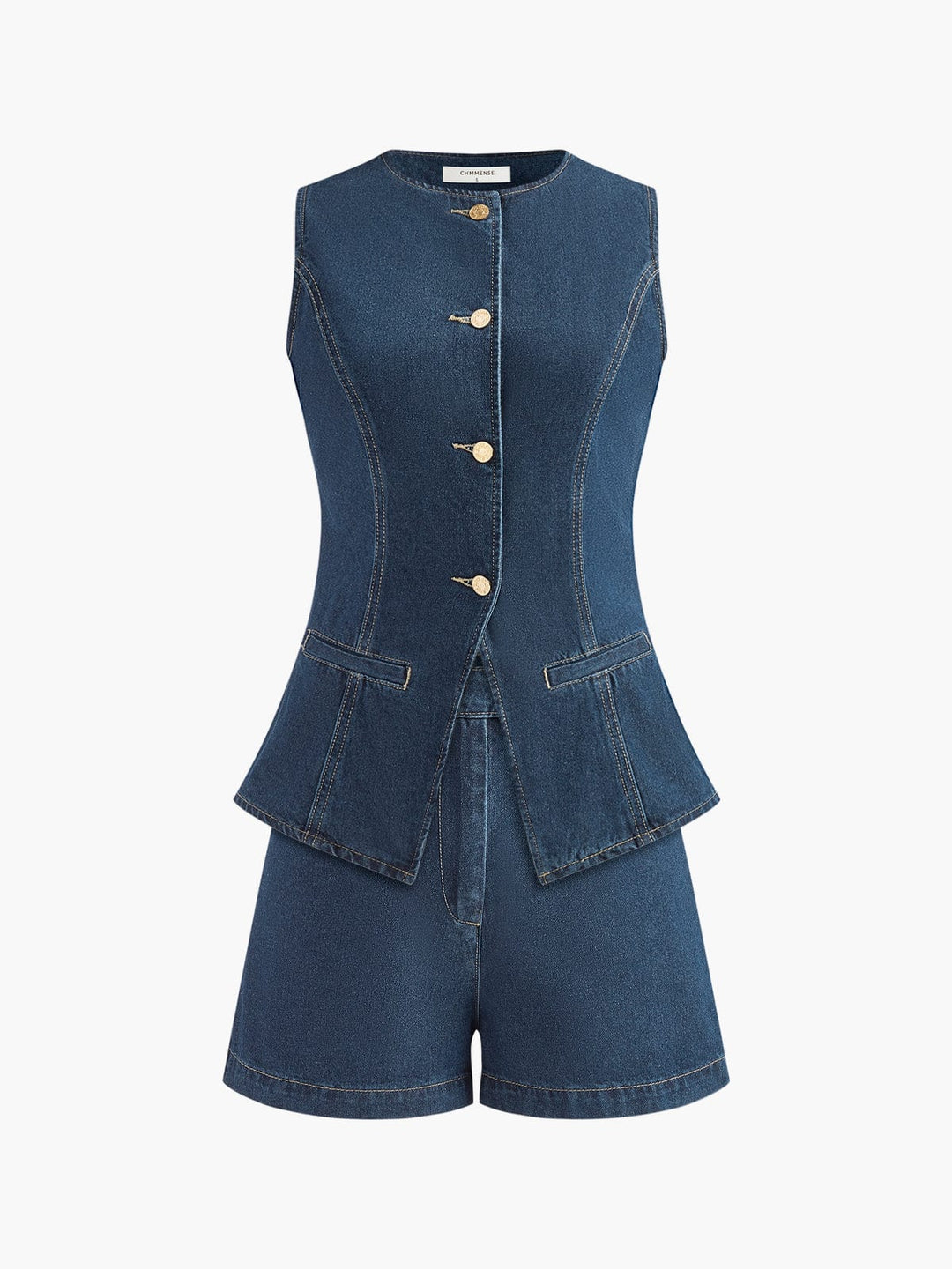 Ensemble Haut et Short en Denim – Élégance Décontractée