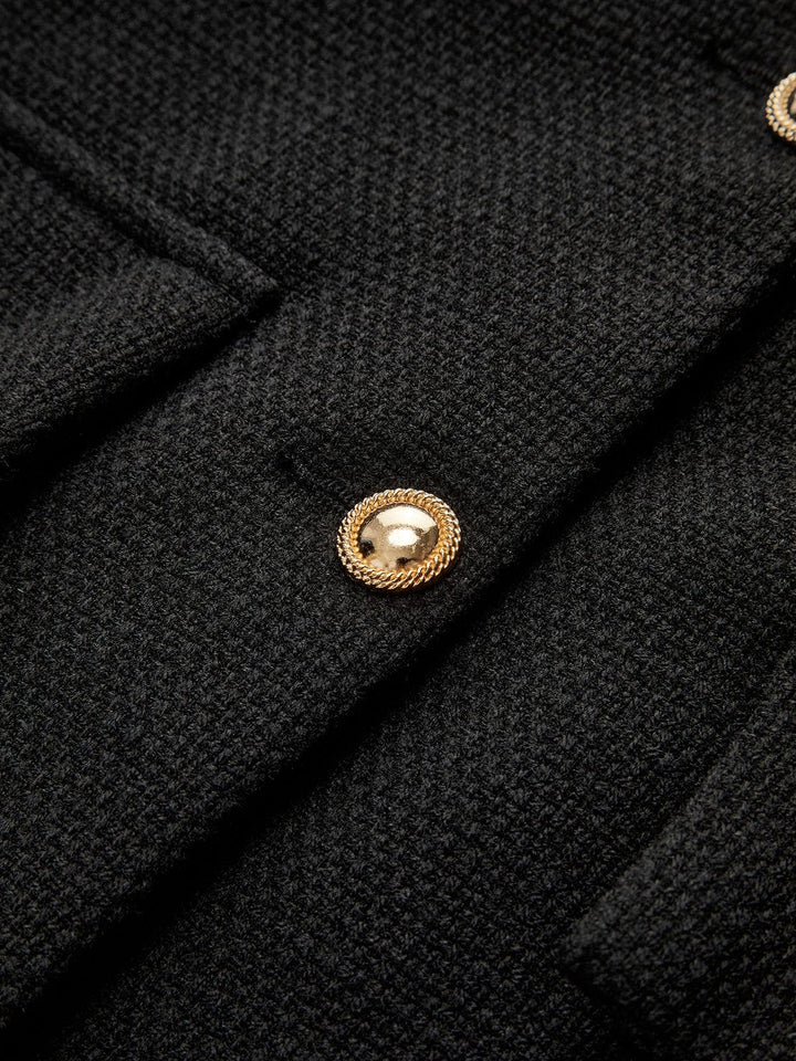 Blazer en Tweed Élégant à Boutons Dorés – Style Raffiné pour le Travail