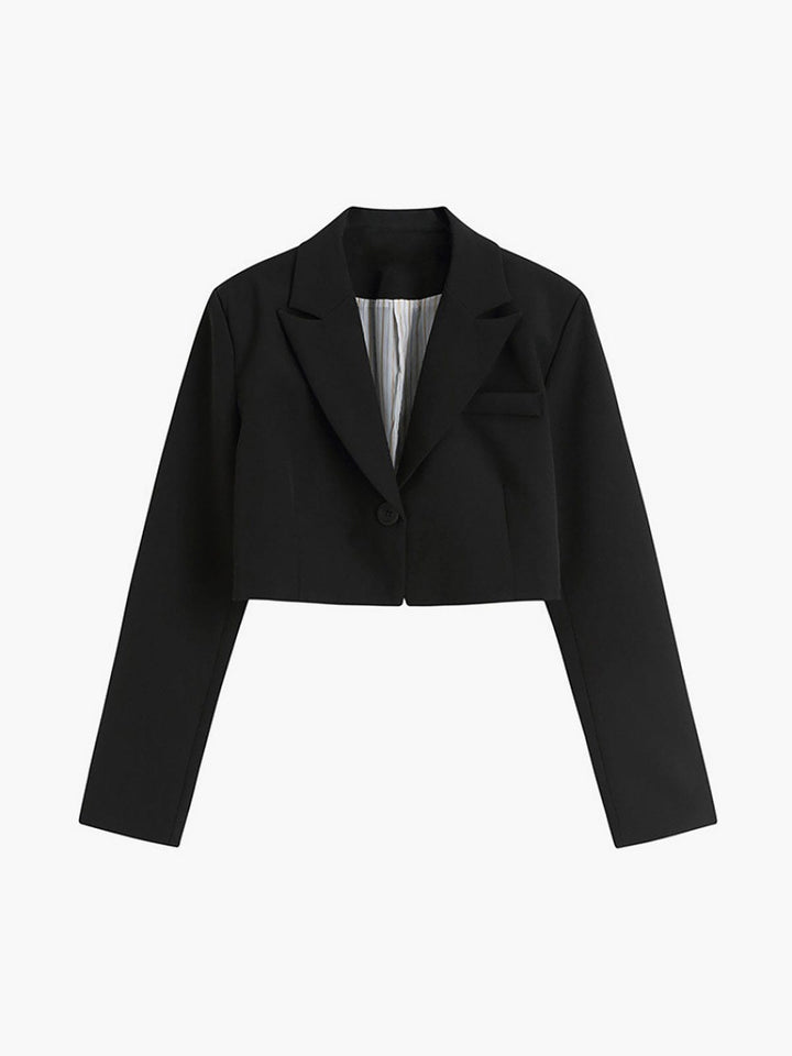 Blazer Court Oversized en Polyester et Elasthanne – Élégance Décontractée