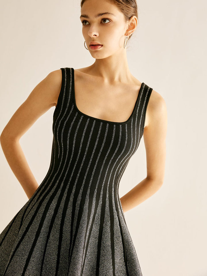 Robe Pull Rayée Élégante avec Paillettes - Parfaite pour les Occasions Spéciales